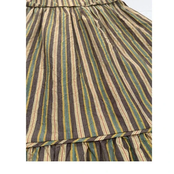 THE Korner Multi Color Striped Metallic Tiered Maxi Dress 38 US 6/8 Med W497 - Picture 4 of 11
